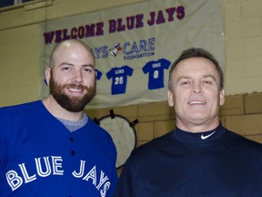 Toronto Blue Jays pitcher Steve Delabar, left, with Jays manager John Gibbons at the Boys and Girls Club of Kingston on Saturday.
Julia McKay The Whig-Standard