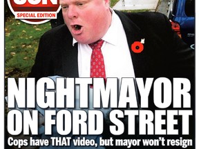 The front of a special afternoon edition on Mayor Rob Ford published Thursday, Oct. 31, 2013.