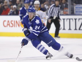 Forward Peter Holland is back with the Maple Leafs after playing two games for the Marlies of the AHL. (ERNEST DOROSZUK/Toronto Sun files)
