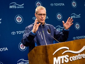 Winnipeg Jets new head coach Paul Maurice says the team has a big hill to climb during the remainder of the 2013-14 NHL regular season. Maurice spoke to Winnipeg media for his first time at the MTS Centre Jan. 13, 2014.(BROOK JONES/QMI AGENCY)