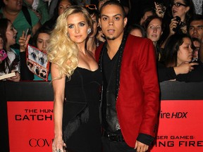 Evan Ross and Ashlee Simpson at "The Hunger Games: Catching Fire" - Los Angeles Premiere At Nokia Theatre L.A. Live on Nov.19 2013. (FayesVision/WENN.com)