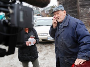 Long-time Quinte West farmer Frank Meyers leaves a phone message for commanding officer of 8 Wing/CFB Trenton, Col. David Lowthian, in Trenton, Ont. in January 2014. - File photo by: JEROME LESSARD/The Intelligencer/QMI Agency