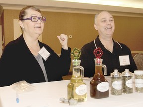 Napanee-area herb growers Michele Cole and Brad Smith brought samples of their wares to a vendors' fair held by the Kingston Farm Boy store in Kingston, on Wednesday. 
MICHAEL LEA\THE WHIG STANDARD\QMI AGENCY