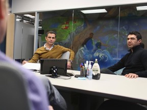 Dan Rose (C), Facebook's head of corporate development and partnerships, leads a meeting at Facebook headquarters in Menlo Park, Calif., Jan. 14, 2014. REUTERS/Robert Galbraith