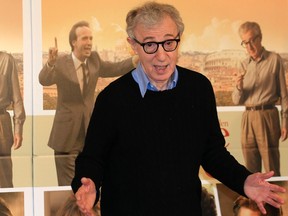 U.S. director Woody Allen gestures during a photocall for the film" To Rome with Love" in Rome, April 13, 2012. REUTERS/Stefano Rellandini