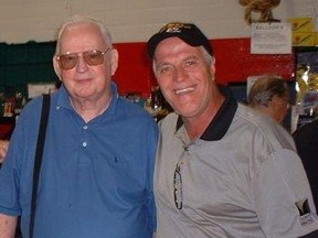 Sarnia-born actor Dave Madden, left, is shown here with Sarnia's Jon Hopman when both men were attending a magic convention in Michigan several years ago. Madden died Thursday. SUBMITTED PHOTO