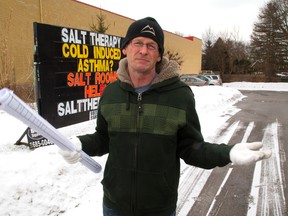 Fed up with the amount of red tape at city hall, Aaron Kaplansky is planning a New Orlean's style creole restaurant for the lot between his salt therapy business and the Shoppers Drug Mart at Oxford and Adelaide streets. Mike Hensen/The London Free Press/QMI Agency