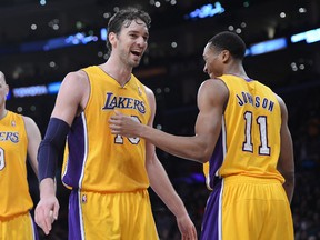 Pau Gasol (left) and the L.A. Lakers have had a rough season. (USA TODAY SPORTS)