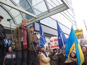 Immigration Minister Chris Alexander is pictured at a rally at the Ukrainian Consulate on Lakeshore Blvd. (MARYAM SHAH, Toronto Sun)