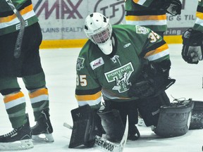 Zac Robidoux of the Portage Terriers during Selkirk's 2-1 shootout win Jan. 19. (Kevin Hirschfield/THE GRAPHIC/QMI AGENCY)