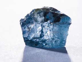 The exceptional 29.6 carat blue diamond recovered earlier this month is seen in this undated photograph received via Petra Diamonds in London January 21, 2014. REUTERS/Petra Diamonds Limited/Handout
