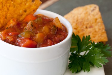 10 baked tortilla chips with 1/4 cup of salsa. (Lorraine Kourafas/Fotolia)