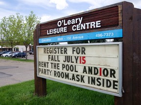 FILE PHOTO: Sign outside of O'Leary pool, 8804 132 Ave., in Edmonton, Alberta on Wednesday, August 1, 2012.