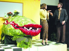 Jesslyn Hodgson as Audrey and Sam Boer as Mr. Mushnik star in the King?s University College Players? production of Little Shop of Horrors, on Thursday, Friday and Saturday at the new Joanne & Peter Kenny Theatre on the campus. (Special to QMI Agency)