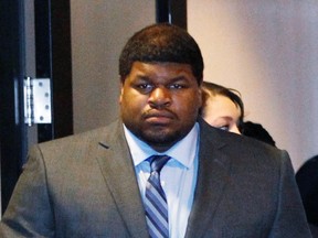 Former Dallas Cowboys nose tackle Josh Brent enters a courtroom in Dallas, Jan. 14, 2014. (Reuters)