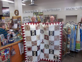 Edith Taylor surprised Second World War veteran Roy Webster with this quilt in recognition for his service to the country. The special presentation was made on behalf of quilters across Canada working with Quilts of Valour. (SUBMITTED/FOR THE VALLEY LEADER)