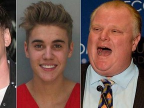 Friends have been very unkind to Quentin Tarantino, Justin Bieber and Toronto Mayor Rob Ford this week. (WENN/REUTERS FILES)