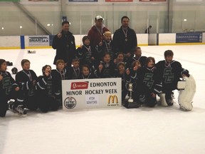The Spruce Grove atom Mustangs won gold during Edmonton Minor Hockey Week. - Photo Submitted