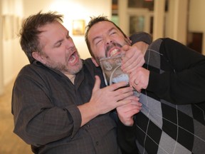 Jeff Werkmeister and Matt Loop co-host the 12th annual Brickenden Awards Monday recognizing excellence in community theatre at London Central Library?s Wolf Performance Hall. (Richard Gilmore, Special to QMI Agency)