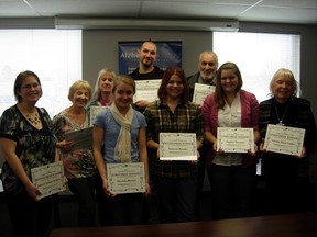 Winners from the 2013 Forget Me Not writing contest were Natasha Barnes (1st place, poem 17 and under), Sabryna Brooks (2nd place, poem 17 and under), Sophie Stasyna (1st place, story 17 and under), Debbie Okun Hill (1st place, poem 18 and over), Betty Ann Popelier (2nd place, poem 18 and over), Michael Ward (3rd place, poem 18 and over), Norma West Linder (1st place, story 18 and over), Lauren Arlene Walters (2nd place, story 18 and over), Anne Mason (3rd place, story 18 and over), and John Drage (honourable mention).