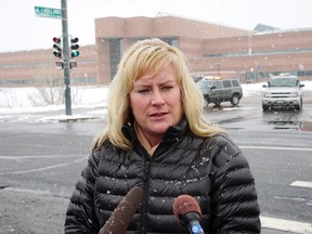Cheri Spottke, an investigator with the Westminster Police Department, speaks to the media outside Standley Lake High School in Westminster January 27, 2014. (REUTERS/Rick Wilking)