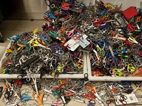 Vancouver Airport Authority displays thousands of pairs of scissors that have been confiscated at Vancouver International Airport. CARMINE MARINELLI/QMI AGENCY