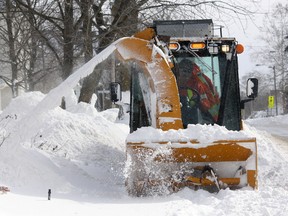 Angela Hughes is part of the Town of Tillsonburg’s snow-clearing team, operating here on the sidewalk along Rolph Street. Staff has been extremely busy says Director of Operations Steve Lund, reacting to an estimated two-foot dump since Thursday. Jeff Tribe/Tillsonburg News