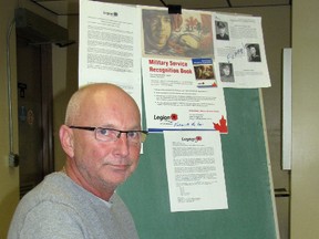 Royal Canadian Legion Branch 62 executive member Scott Elliott will be helping local people make submissions for publication in a Legion book, Military Service Recognition. NEIL BOWEN/THE OBSERVER/QMI AGENCY
