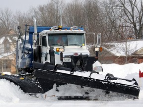 Town of Tillsonburg staff remained busy Monday, clearing community roads from the latest dump of Winter 2014 snow. Outside town, Oxford OPP responded to one motor vehicle collision and five vehicles in the ditch along county roads, and three motor vehicle collisions and an additional five in the ditch along Highway 401 and 403 corridors within Oxford, underlining the need to adjust driving to winter conditions – which includes an awareness of snow-removal equipment. Jeff Tribe/Tillsonburg News