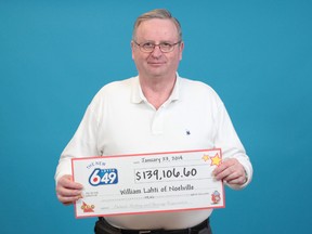 Supplied photo
Noelville resident William Lahti won $139,106.60 in the Jan. 18 Local 6/49 draw.