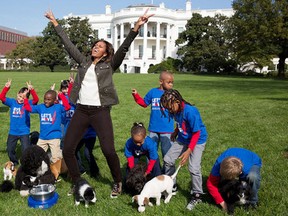 Michelle Obama will appear in the Puppy Bowl on Animal Planet to promote the "Let's Move!" fitness initiative. (The White House/Amanda Lucidon)