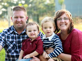 Brooke Leystra, her husband Scott, and her sons Corbin and Benjamin are the next generation of local farming families. Brooke Leystra was recently named the new president of the Lambton Federation of Agriculture. (Submitted photo)