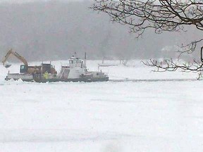 An excavator clears a path for the Howe Island ferry earlier this week.
Submitted photo
