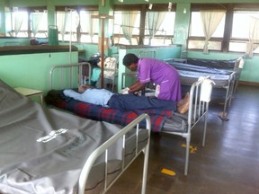A nurse treats a patient in one of the new hospital beds in the Gombe Hospital in Uganda, provide as part of a Thank You to Elva's Stem Cells.
Submitted photo