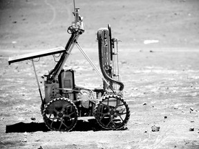 Photo supplied
A DESTIN drill developed by Sudbury company Deltion Innovations Ltd. is on board the Artemis Jr. rover created by Neptec, of Kanata, during a simulated lunar mission in July 2012. The exercise involved drilling and delivering a sample to NASA’s RESOLVE analysis system.
