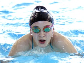 Lauren Blaha, 13, is one of many London Aquatic Club swimmers that will take part in the Swim Ontario Age Group Championships Feb. 27-Mar. 2. The roster, and coach Andrew Craven, feel the opportunity to perform at the Canada Games Aquatic Centre will give the squad an advantage during the meet.
JACOB ROBINSON/THE LONDONER/QMI AGENCY