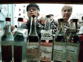 A quarter of all Russian men die before they reach their mid-fifties and their passion for vodka, (AFP PHOTO/ALEXANDER NEMENOV)
