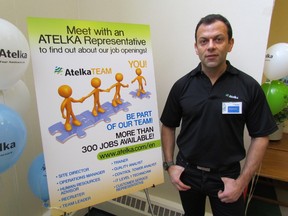 Georges Karam, CEO of Atelka, and other representatives of the Montreal company are at the Western Sarnia-Lambton Research Park in Sarnia Friday, 11 a.m. to 9 p.m., and Saturday, 10 a.m. to 6 p.m., for a job fair to fill 300 positions at a call centre opening at the site. Hiring is expected to begin in mid-February with the centre scheduled to be operating in April. PAUL MORDEN/THE OBSERVER/QMI AGENCY