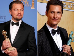 Who deserves an Oscar? Matthew McConaughey or Leonardo DiCaprio. (REUTERS/Lucy Nicholson AND REUTERS/Lucy Nicholson)