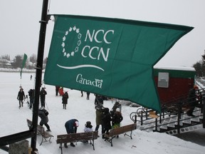 NCC staff raised to green flag Tuesday, Dec. 31, 2013 marking the official opening of skating season on the Rideau canal Skateway. 
DOUG HEMPSTEAD/QMI AGENCY