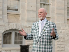 Don Cherry speaks about his family's Kingstonian heritage during the "In Sir John A.'s Footsteps" walking tour through Kingston.