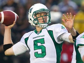Saskatchewan quarterback Drew Willy, a native of New Jersey, could find Ottawa attractive.
FILE PHOTO
