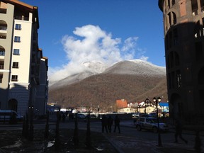 Smaller mountains from the streets of Krasnaya Polyana in Sochi, Russia on February 1, 2014. (Ted Wyman/ QMI Agency)