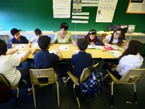 Grade 6 students read in class at Stella Maris Separate School in Toronto. (Dave Abel/Toronto Sun)