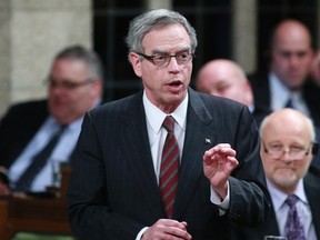 Minister of Natural Resources Joe Oliver speaks during Question Period on Parliament Hill in Ottawa April 17, 2013.     REUTERS/Blair Gable