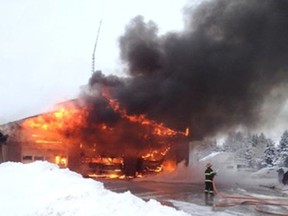 Six fire and support vehicles were lost when the Mount Albert Fire Station caught on fire Sunday morning. 
TOWN OF EAST GWILLIMBURY PHOTO