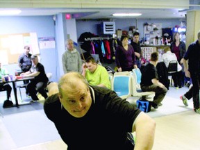 Kenora Special Olympics athlete John McMillan bowls at the group’s bowling night on Monday, Feb. 3.