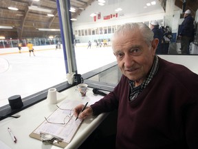 Langton Minor Hockey icon Roger Demeester (pictured here during an OMHA contest earlier this year) timekept his 7,000th game Sunday, January 26, a Langton Novice Rep victory over St. George. Demeester’s active participation as a member of the LMH executive spans 43 years.