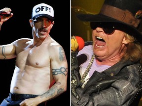 Red Hot Chili Peppers' frontman Anthony Kiedis (L) and Axl Rose (R). (REUTERS/QMI file photos)