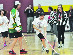 PCI Life skill students took on members of the Portage Terriers in a game Wednesday afternoon (Kevin Hirschfield/THE GRAPHIC/QMI AGENCY)